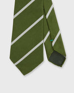 Load image into Gallery viewer, Silk Woven Tie in Moss/Bone Bar Stripe