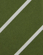 Load image into Gallery viewer, Silk Woven Tie in Moss/Bone Bar Stripe