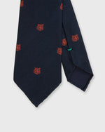 Load image into Gallery viewer, Silk Club Tie in Navy/Orange Tiger