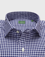Load image into Gallery viewer, Spread Collar Sport Shirt in Navy Gingham Poplin