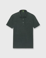 Load image into Gallery viewer, Short-Sleeved Polo in Heather Sea Moss/Heather Brown Stripe Pima Pique