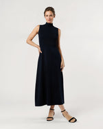Load image into Gallery viewer, Charlotte Dress in Navy Ice Cotton