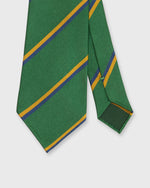 Load image into Gallery viewer, Silk Woven Tie in Green/Yellow/Navy Stripe