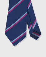 Load image into Gallery viewer, Silk Woven Tie in Navy/Sky/Berry Stripe