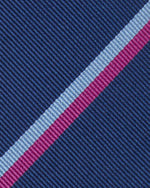 Load image into Gallery viewer, Silk Woven Tie in Navy/Sky/Berry Stripe