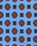 Load image into Gallery viewer, Silk Print Tie in Sky/Raspberry/Navy Foulard