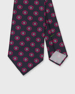 Load image into Gallery viewer, Linen Print Tie in Navy/Berry Geo