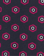 Load image into Gallery viewer, Linen Print Tie in Navy/Berry Geo