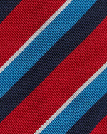 Load image into Gallery viewer, Silk Woven Tie in Red/Marine/Navy Stripe