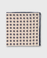 Load image into Gallery viewer, Linen Pocket Square in Bone/Khaki/Navy Foulard