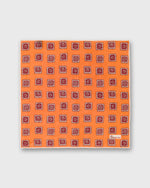 Load image into Gallery viewer, Linen Pocket Square in Orange/Red Medallion