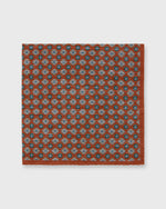 Load image into Gallery viewer, Hand-Rolled Cotolino Pocket Square in Umber/Yellow/Green Foulard