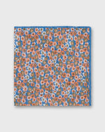 Load image into Gallery viewer, Hand-Rolled Linen/Cotton Pocket Square in Orange/Blue/Olive Flora
