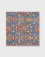 Load image into Gallery viewer, Hand-Rolled Linen/Cotton Pocket Square in Blue/Brown Multi Paisley Scene