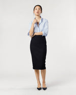 Load image into Gallery viewer, Frill Shirt in Sky Pencil Stripe Poplin
