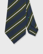 Load image into Gallery viewer, Silk/Cotton Mogador Tie in Navy/Green/Bone Stripe