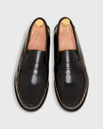 Load image into Gallery viewer, Handsewn Penny Loafer in Black Spazzolato Calf