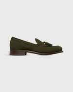 Load image into Gallery viewer, Italian Tassel Loafer in Loden Suede