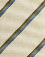 Load image into Gallery viewer, Silk Woven Tie in Bone/Blue/Green Multi Stripe