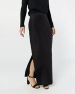 Load image into Gallery viewer, Long Pencil Skirt in Black Silk Faille