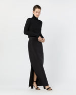 Load image into Gallery viewer, Long Pencil Skirt in Black Silk Faille