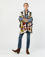 Load image into Gallery viewer, In My Power Knit Scarf Cape in Ecru/Green/Black Wool Blend