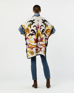 Load image into Gallery viewer, In My Power Knit Scarf Cape in Ecru/Green/Black Wool Blend