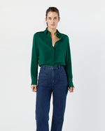 Load image into Gallery viewer, Classic Blouse in Forest Silk Crepe de Chine
