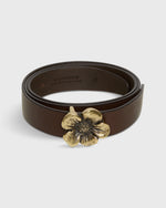 Load image into Gallery viewer, 1.25" Flower Conroy Belt in Dark Brown Leather