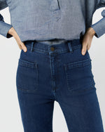 Load image into Gallery viewer, Camille Patch-Pocket Jean in 2-Year Indigo Stretch Denim