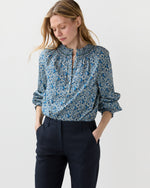 Load image into Gallery viewer, Christine Smocking Top in Blue Emma & Georgina Liberty Fabric