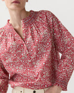 Load image into Gallery viewer, Christine Smocking Top in Red Lizzy Liberty Fabric
