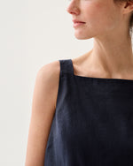 Load image into Gallery viewer, Madelyn Dress in Navy Stretch Cotolino