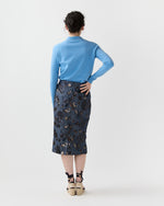 Load image into Gallery viewer, Aurora Skirt in Indigo Floral Sequin Embroidered Twill