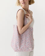 Load image into Gallery viewer, Reusable Tote Bag in Pink/Multi Sea Rose Liberty Fabric