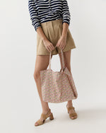 Load image into Gallery viewer, Reusable Tote Bag in Pink/Green Astrid Niva Liberty Fabric