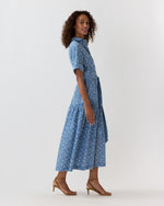 Load image into Gallery viewer, Nathalie Dress in Azure Floral Crinkle Cotton