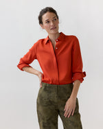 Load image into Gallery viewer, Classic Blouse in Vermillion Silk Crepe De Chine
