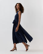 Load image into Gallery viewer, Sleeveless Scarlett Dress in Navy Double Georgette Silk