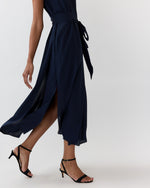 Load image into Gallery viewer, Sleeveless Scarlett Dress in Navy Double Georgette Silk