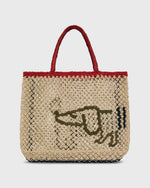 Load image into Gallery viewer, Small Breton Dog Tote in Natural/Olive/Dark Navy/Scarlet