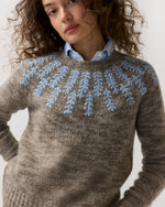 Load image into Gallery viewer, Corinna Sweater in Pewter/Blue Embroidered Wool/Alpaca