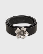 Load image into Gallery viewer, 1.25" Flower Conroy Belt in Black Leather