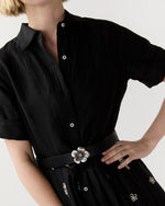 Load image into Gallery viewer, 1.25" Flower Conroy Belt in Black Leather