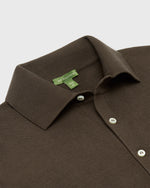 Load image into Gallery viewer, Long-Sleeved Rally Polo Sweater in Chocolate Cotton