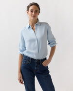 Load image into Gallery viewer, Classic Blouse in Pale Blue Silk Crepe De Chine