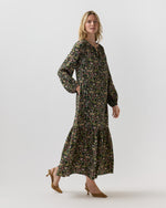 Load image into Gallery viewer, Aba Maxi Dress in Olive/Rose The West Garden Liberty Fabric Silk