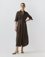 Load image into Gallery viewer, Maude Dress in Bark Crinkle Cotton/Wool