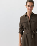 Load image into Gallery viewer, Maude Dress in Bark Crinkle Cotton/Wool