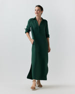 Load image into Gallery viewer, Piper Maxi Dress in Hunter Silk Crepe De Chine